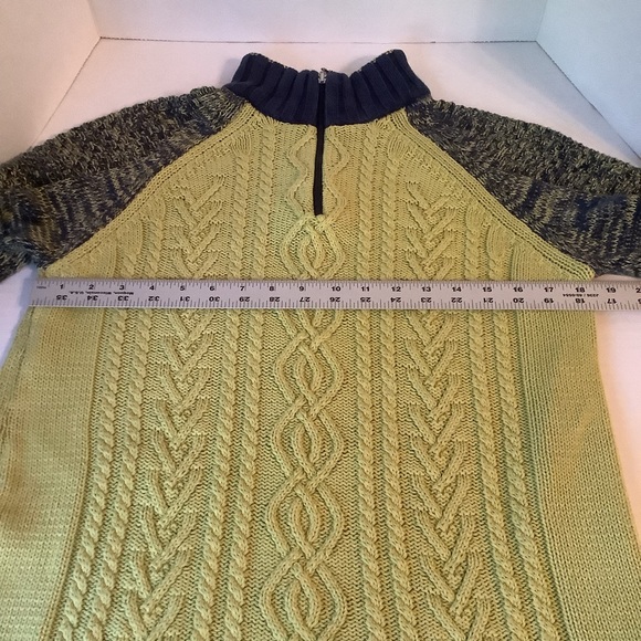Cotton Country Sweater Lime Green/Blue Size Medium - Picture 8 of 8
